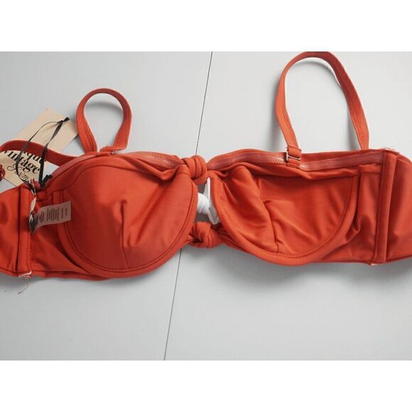Unique Vintage Rust & White Stripped Louis Swim TOP Bikini S - Picture 5 of 6